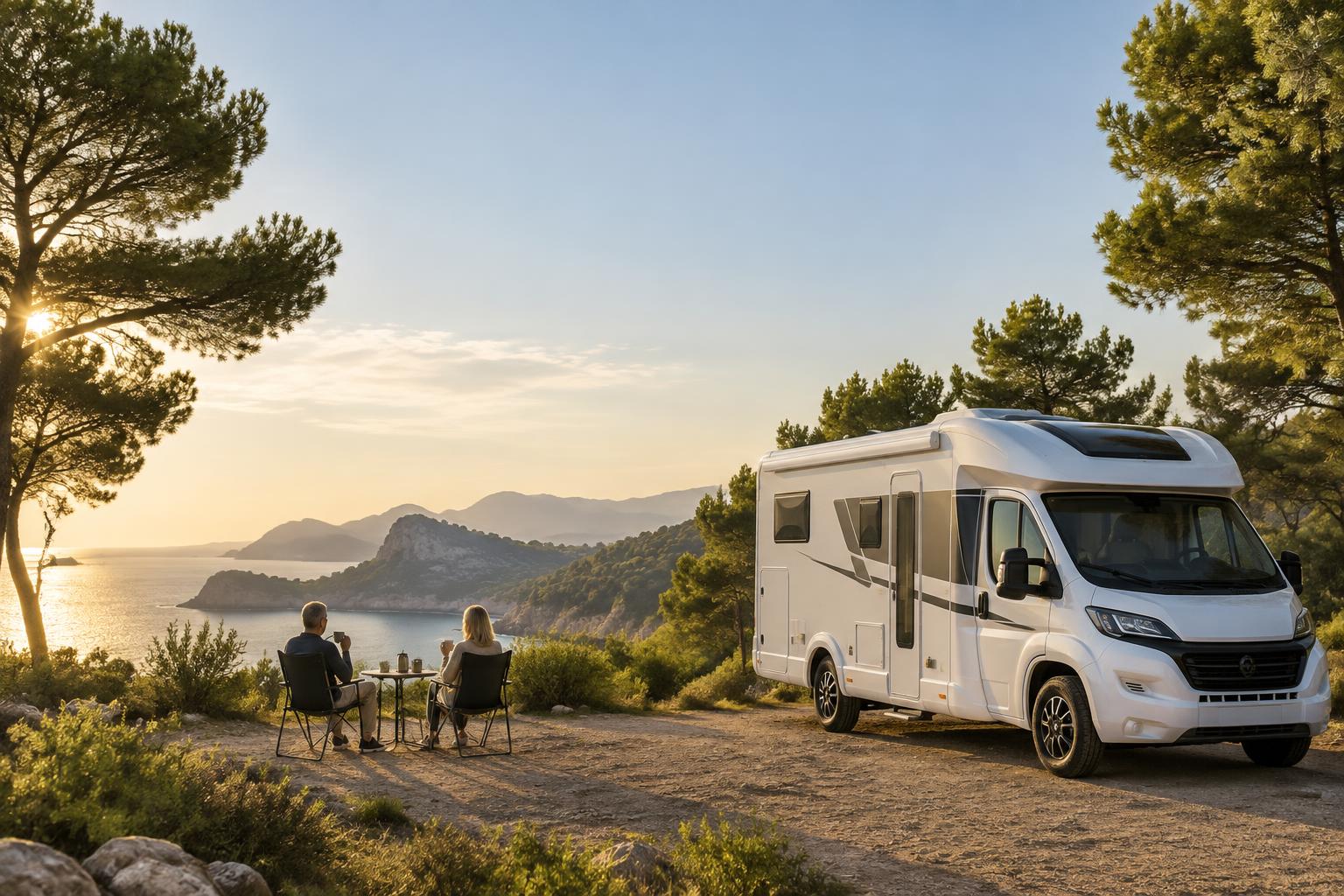 Autocaravana en un paisaje natural